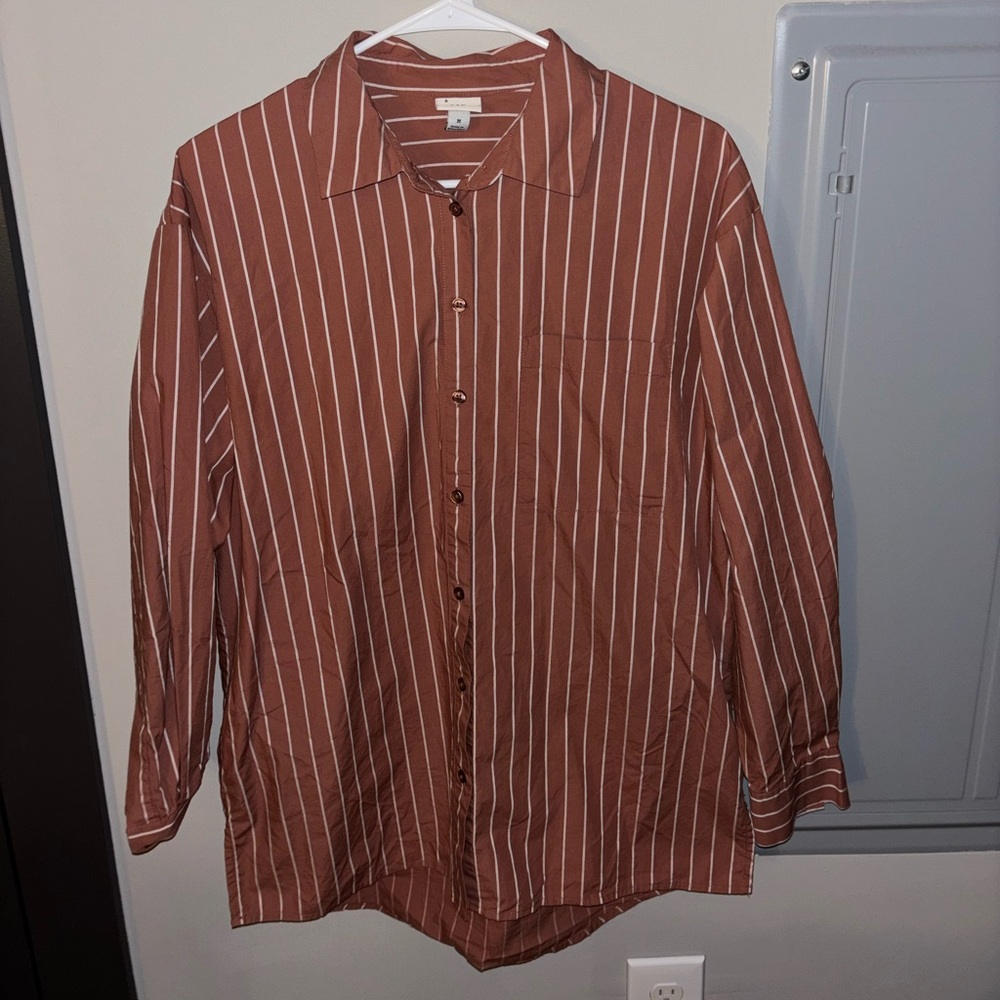 a new day Brown Striped Button Down Shirt